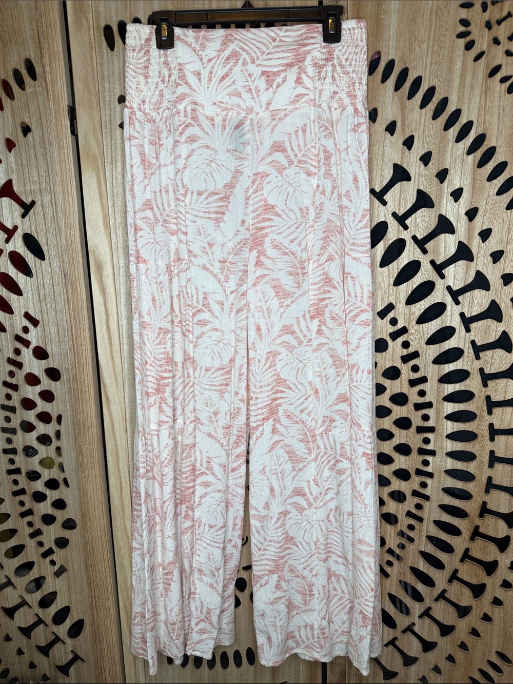 Rewash Pink & White Tropical Leaf Palazzo Pants